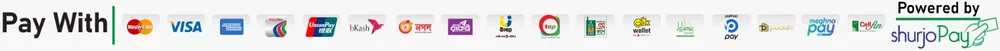 Pay with Mastercard, Visa, American Express, UnionPay, bKash, Nagad, Rocket, Upay, tap, OK Wallet, Pathao Pay, Pocket, Meghna Pay or CellFin — powered by shurjoPay